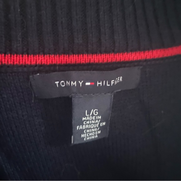 Tommy Hilfiger navy blue full zipper front high neck sweater size L - Picture 4 of 4